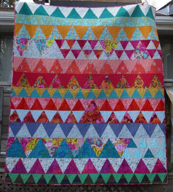 Triangle Quilt, approx. 72" x 66", from an online course taught by Rachel Hauser